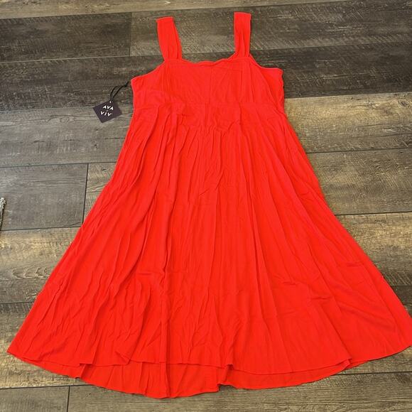 NWT Ava & Viv Red Button Front A-Line Fit & Flare Summer Dress Size 2X - Picture 11 of 13
